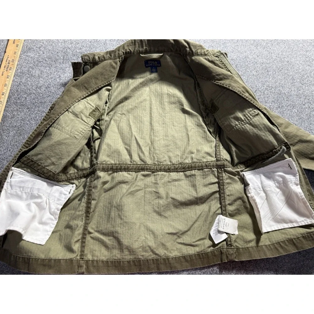 Polo Ralph Lauren Boys Kids Green Cotton Patch Field Coat Jacket Size 7 Military